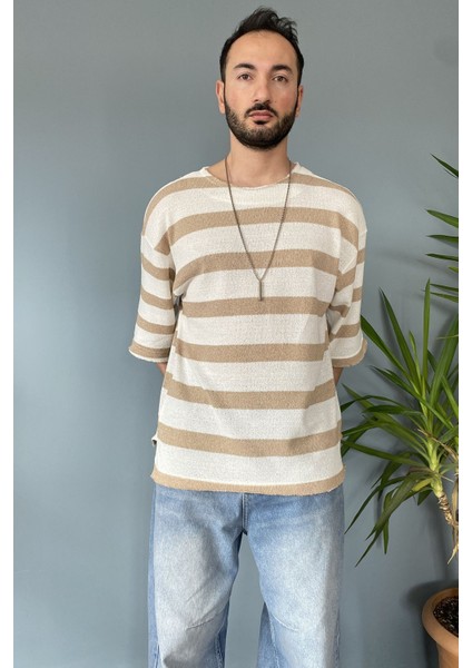 Oversize Bisiklet Yaka Örgü Mint Yeşili Salaş Tişört fırsatları