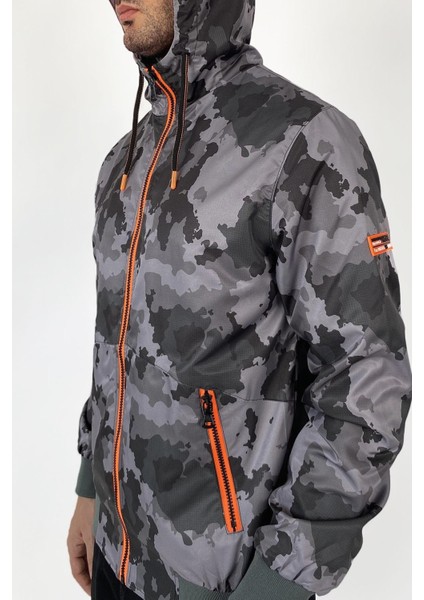 Kapüşonlu Kamuflaj Yağmurluk Turuncu Detaylı fiyatları