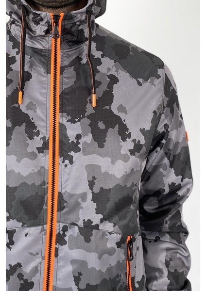 Kapüşonlu Kamuflaj Yağmurluk Turuncu Detaylı fırsatları