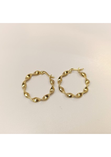 22MM Burgu Halka Küpe 14 Ayar Altın Hd Videolu modelleri