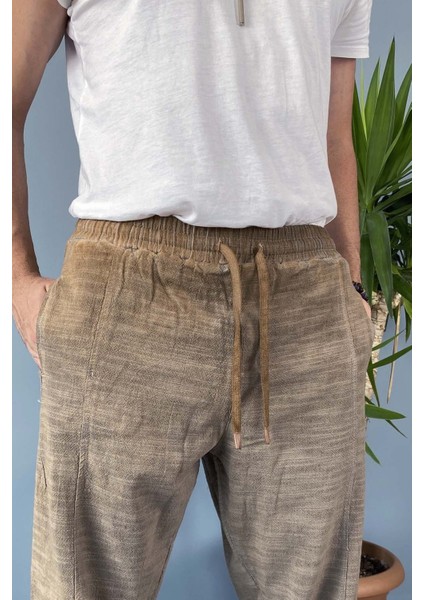 Havuç Kesim Keten Pantolon Bağcıklı Beli Lastikli Bilek Boy indirimleri