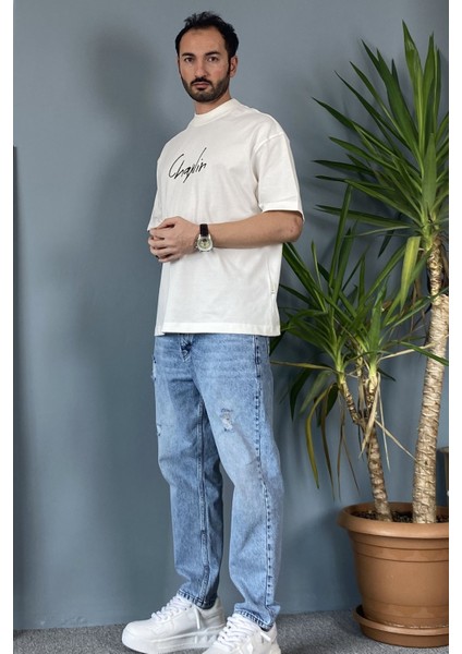 Van Gogh Baskılı Bisiklet Yaka Oversize Siyah Tişört fırsatları