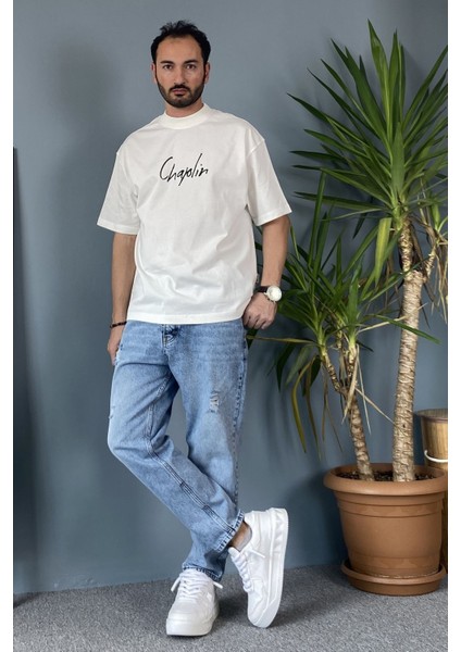 Van Gogh Baskılı Bisiklet Yaka Oversize Siyah Tişört indirimleri