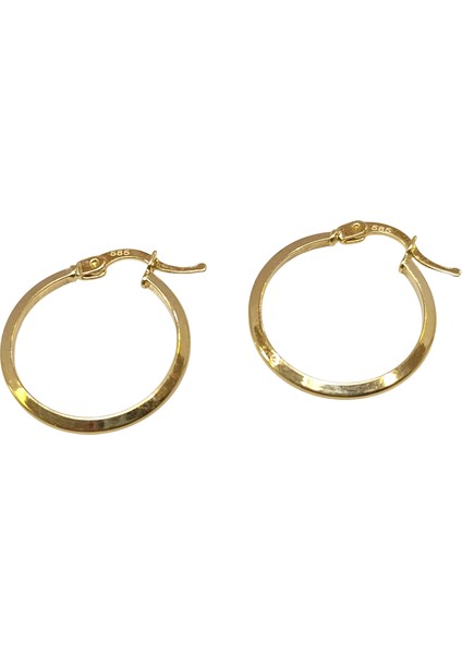 21MM Klasik Piramit Ray Halka Küpe 14 Ayar Altın Hd Videolu