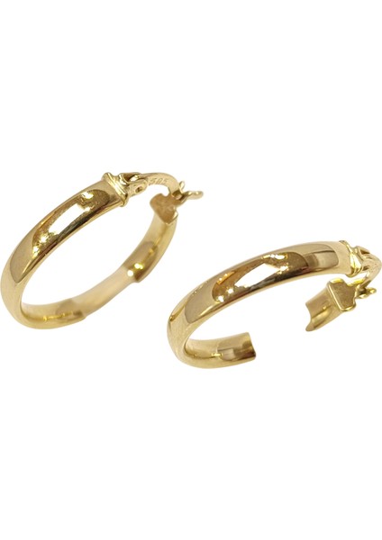 21.5mm Klasik Halka Küpe 14 Ayar Altın Hd Videolu