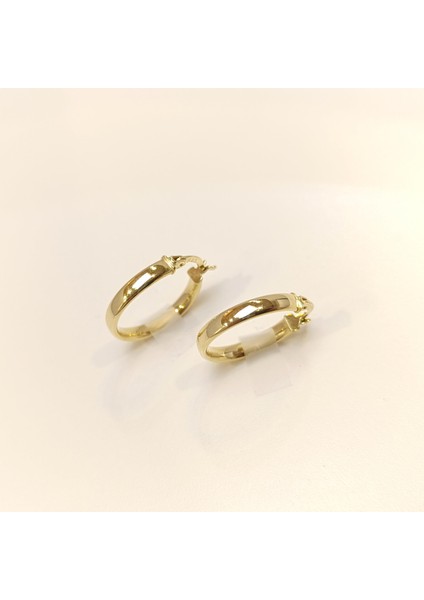 21.5mm Klasik Halka Küpe 14 Ayar Altın Hd Videolu fırsatları