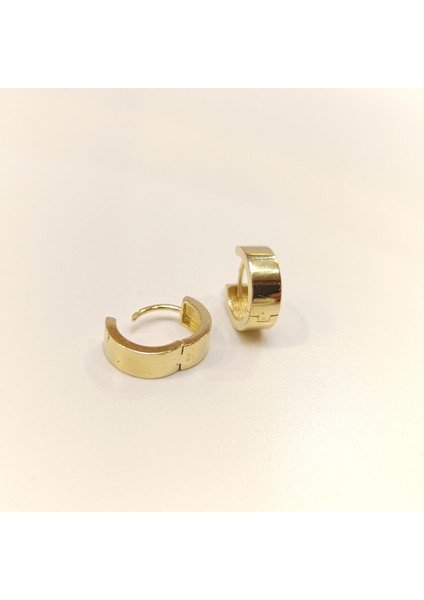 13.4mm Klasik Ray Halka Küpe 14 Ayar Altın Hd Videolu modelleri