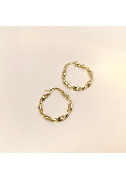 25MM Burgu Halka Küpe 14 Ayar Altın Hd Videolu modelleri