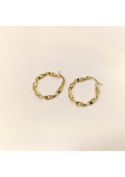 25MM Burgu Halka Küpe 14 Ayar Altın Hd Videolu fırsatları