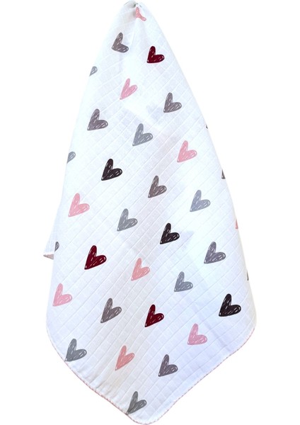 Minika Çok Amaçlı Müslin Örtü Kalp 80X90 cm Yenidoğan Örtü Bez modelleri