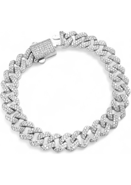 925 Ayar Gümüş Taşlı Kalın Gurmet Bileklik