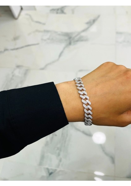 925 Ayar Gümüş Taşlı Kalın Gurmet Bileklik modelleri