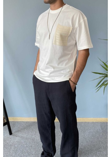 Cebi Örgü Işlemeli %100 Pamuk Oversize Tişört fiyatları