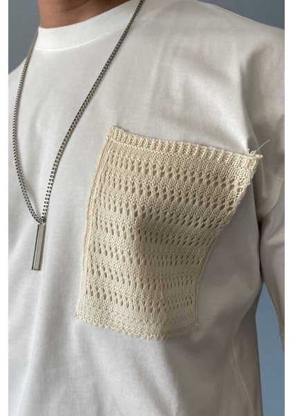 Cebi Örgü Işlemeli %100 Pamuk Oversize Tişört modelleri