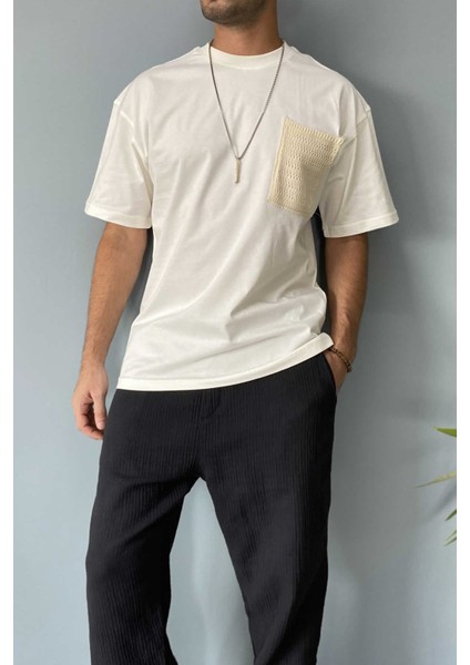 Cebi Örgü Işlemeli %100 Pamuk Oversize Tişört indirimleri