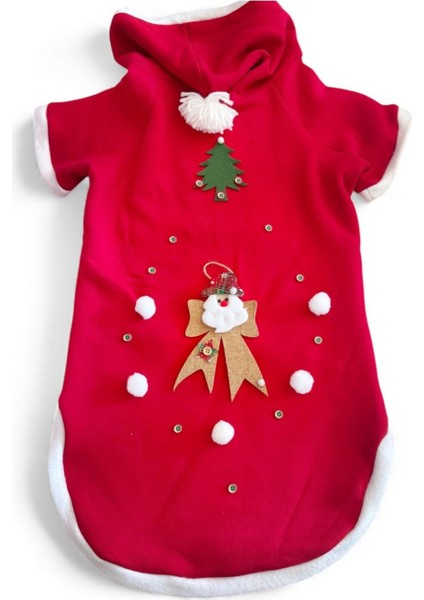Santa Bow Kırmızı Yılbaşı Köpek Kıyafeti | Noel Baba Kapüşonlu Polar Sweatshirt | Orta ve Büyük Irklar Için fiyatları