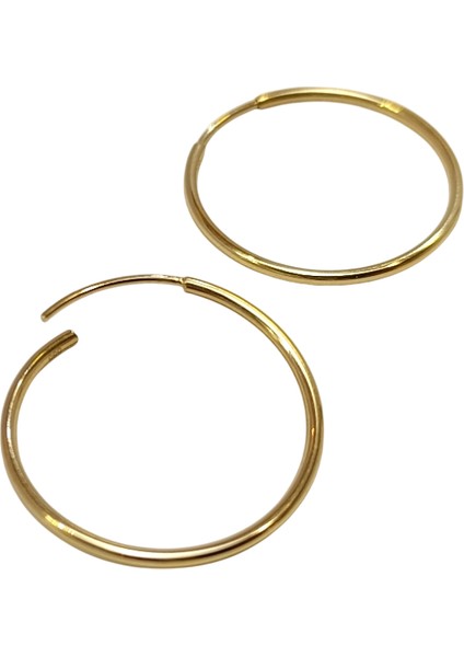 28MM Klasik Halka Küpe 14 Ayar Altın Hd Videolu