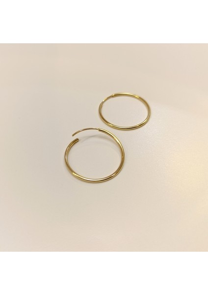 28MM Klasik Halka Küpe 14 Ayar Altın Hd Videolu fırsatları