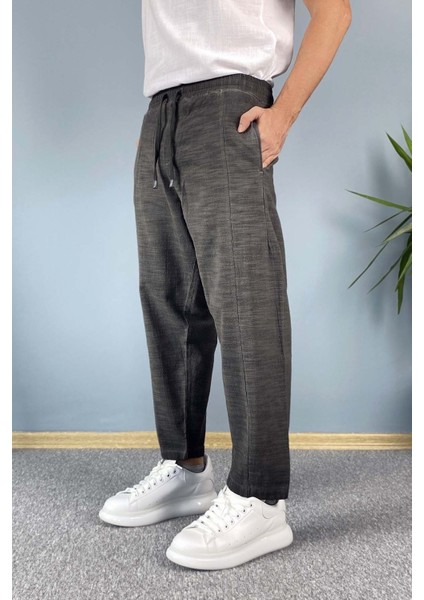 Havuç Kesim Keten Pantolon Bağcıklı Beli Lastikli Bilek Boy fiyatları