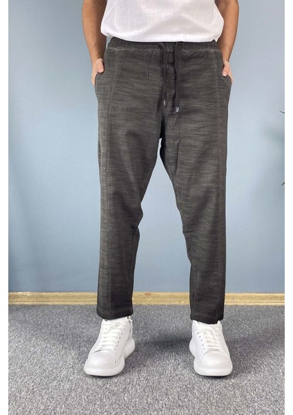 Havuç Kesim Keten Pantolon Bağcıklı Beli Lastikli Bilek Boy modelleri