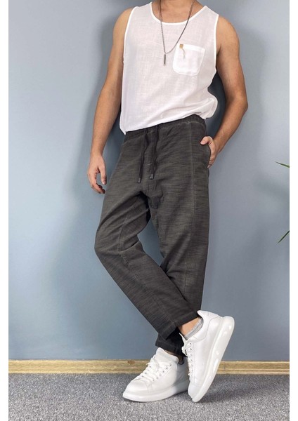Havuç Kesim Keten Pantolon Bağcıklı Beli Lastikli Bilek Boy fırsatları