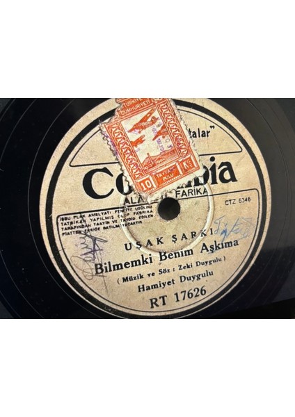 78 Devir Taş Plak - Hamiyet Duygulu - Bilmem Ki Benim Aşkıma - Yasemenin Çiçeği fırsatları
