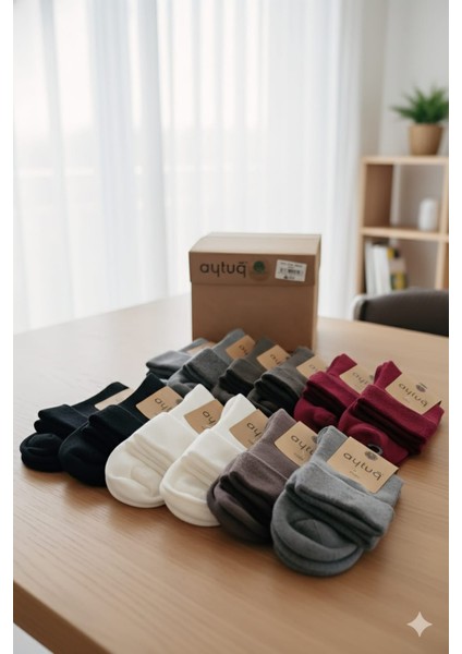 Kadın Katlamalı Havlu Soket Çorabı; Dikişsiz; Kışlık ; 36-40 Numara; Asorti 12'li Kutu fiyatları