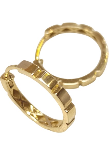 20,5mm Baget Dişli Ray Halka Küpe 14 Ayar Altın Hd Videolu