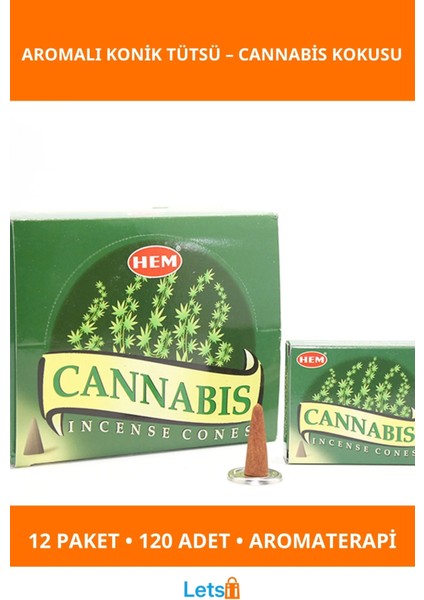 Cannabis Aromalı Rahatlatıcı Konik Tütsü 1 Kutu 12 Paket