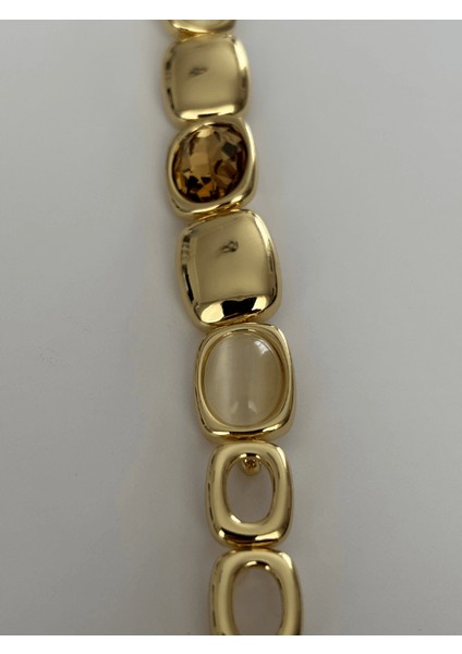 Toprak Tonlarında Parlak Dikdörtgen Şekilli Gold Bileklik fiyatları