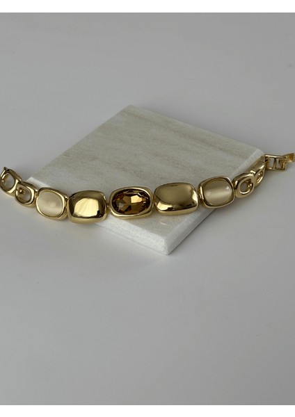 Toprak Tonlarında Parlak Dikdörtgen Şekilli Gold Bileklik fırsatları