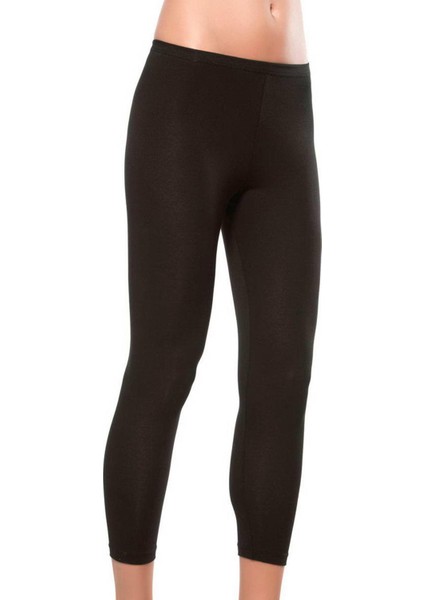 Kadın Likralı Süprem Düz Kapri Tayt Siyah | K0458