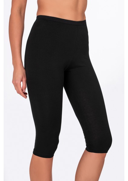 Kadın Likralı Süprem Düz Kapri Tayt Siyah | K0458 indirimleri