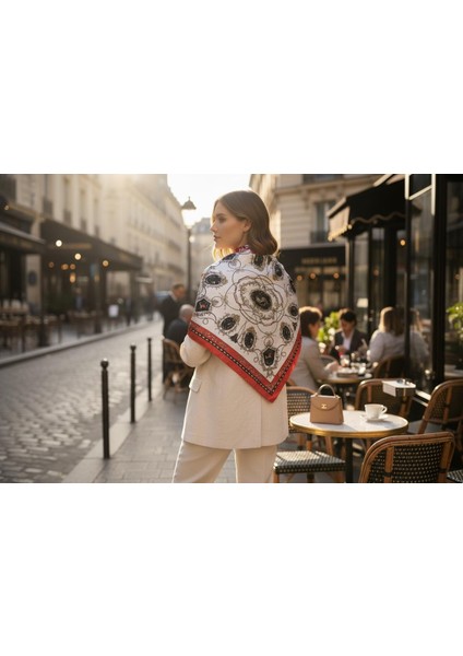 Renkli Karışık Desenli Fular 90 x 90 modelleri