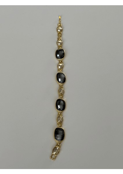 Parlak Koyu ve Açık Renkli Taşlardan Oluşan Gold Bileklik modelleri