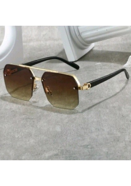 piratikcozumshop çift köprü retro gözlük unisex Parlak altın çerçeve v fiyatları