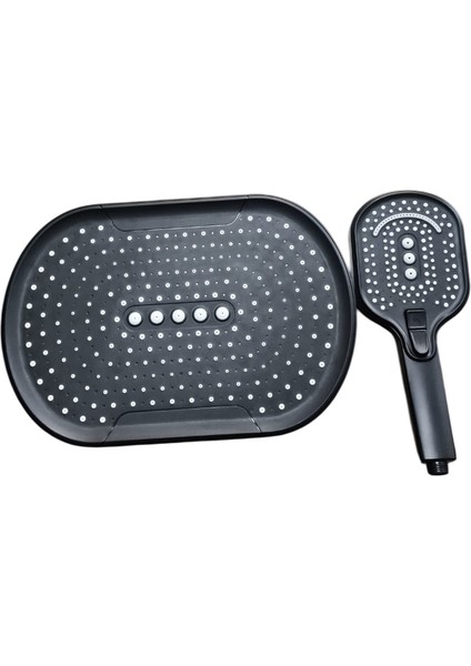 Piyano Kendinden Termostatik Bataryalı Tepe Robot Duş Seti ve Batarya Takım Siyah modelleri