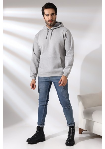 Unisex Sweatshirt Kapüşonlu Şardonlu