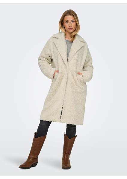 Krem Kadın Kaban Onlcatalına Shaggy Coat Cs Otw