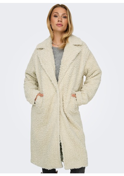 Krem Kadın Kaban Onlcatalına Shaggy Coat Cs Otw modelleri
