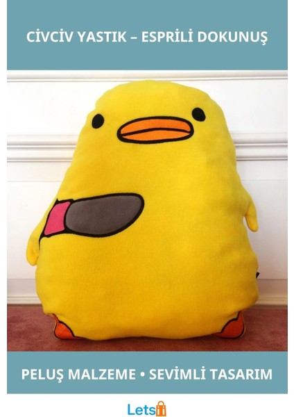 Esprili Belalı Civciv Yastık 40CM Dekoratif Hediyelik