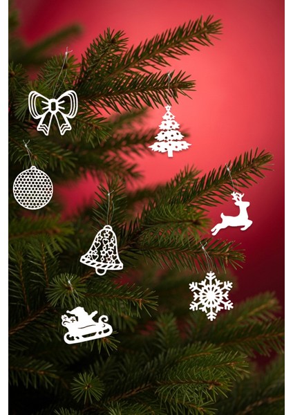 Yılbaşı Çam Ağacı Süsü Beyaz Renk Ağaç Süs Dekoru