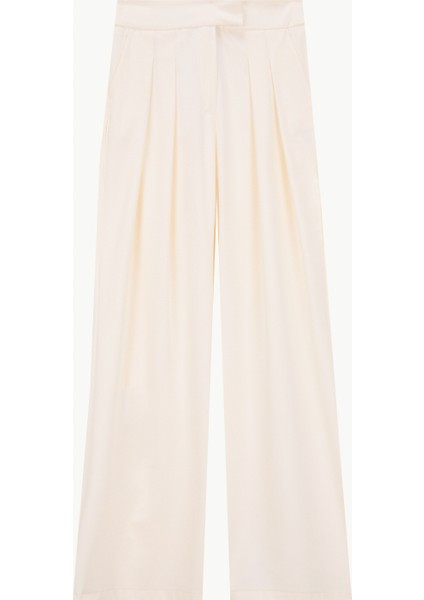 Normal Bel Geniş Fit Ekru Kadın Pantolon F5WL-PNT0280