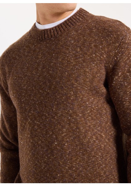 Bisiklet Yaka Relaxed Düz Örgü Desenli Kahve Erkek Kazak J5WM-KZK7867 fırsatları