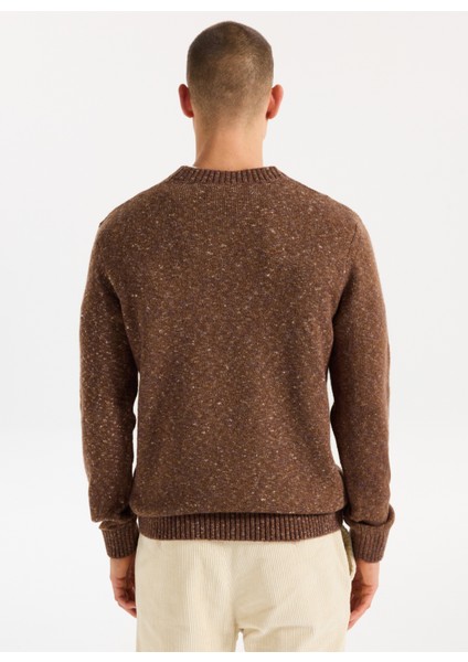 Bisiklet Yaka Relaxed Düz Örgü Desenli Kahve Erkek Kazak J5WM-KZK7867 indirimleri