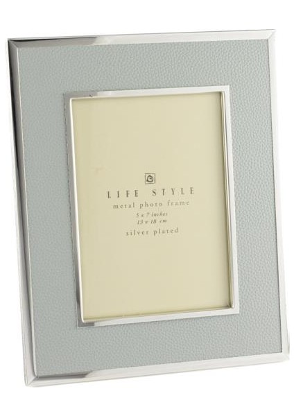 Mavi Gümüş Deri Çerçeve 13X18CM