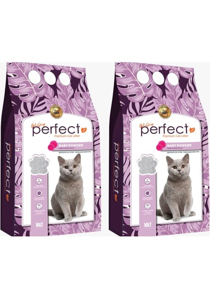 Baby Powder Kokulu Topaklanan Kedi Kumu 10 Lt x 2 Adet