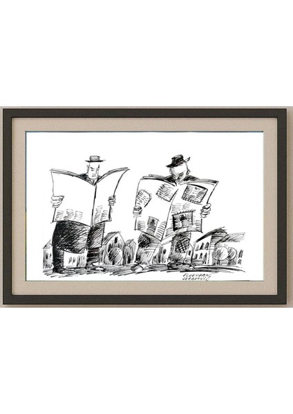 Slobodan Obradovic 29X21CM Orijinal Karikatür Tablo