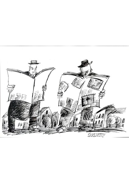 Slobodan Obradovic 29X21CM Orijinal Karikatür Tablo modelleri