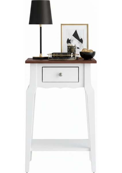 Masif Konik Beyaz Ceviz Raflı Komodin - Mini Dresuar fiyatları